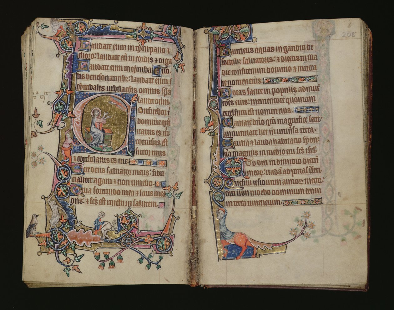 Ms 1-2005, ff.207v-208r: Izajasz modlący się, historyczny wstęp z Psałterza Macclesfield, Use of Sarum, East Anglia, c.1330 autorstwa English School