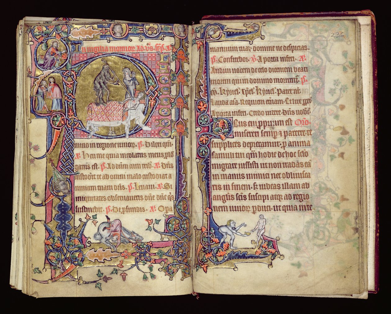 Ms 1-2005, ff.235v-236r: Death Striking, historyczny wstęp z Psałterza Macclesfielda, Use of Sarum, East Anglia, c.1330 autorstwa English School