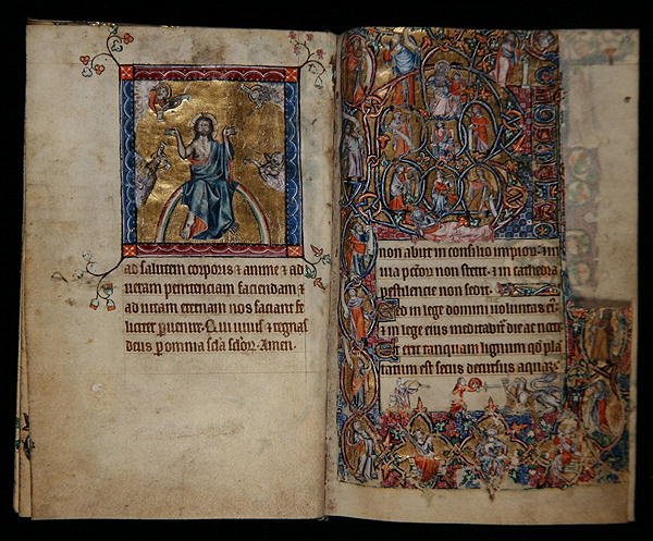 Ms 1-2005, ff.8v-9r: Christ in Judgement and the Tree of Jesse, z Macclesfield Psalter, Use of Sarum, East Anglia, c.1330 (welum) autorstwa English School