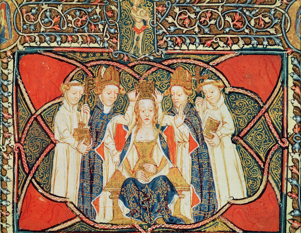 Ms 197 f.19v Koronacja królowej, z Liber Regalis autorstwa English School