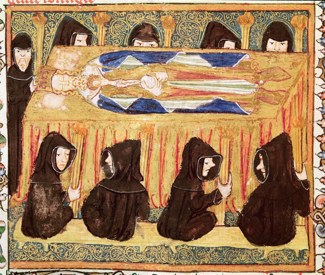 Ms 197 f.22v Pogrzeb króla, z Liber Regalis autorstwa English School