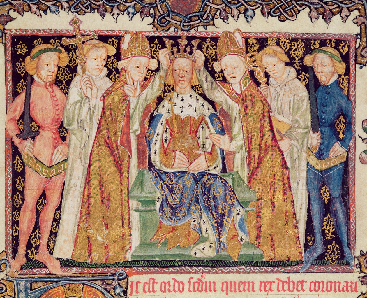 Ms 197 f.3r Koronacja króla, z Liber Regalis autorstwa English School