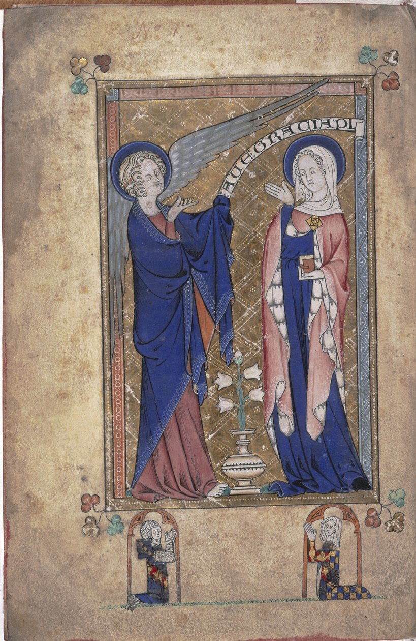 Ms 242 Folio 2v, Zwiastowanie Dziewicy, z Godzin Grey-Fitzpayne autorstwa English School
