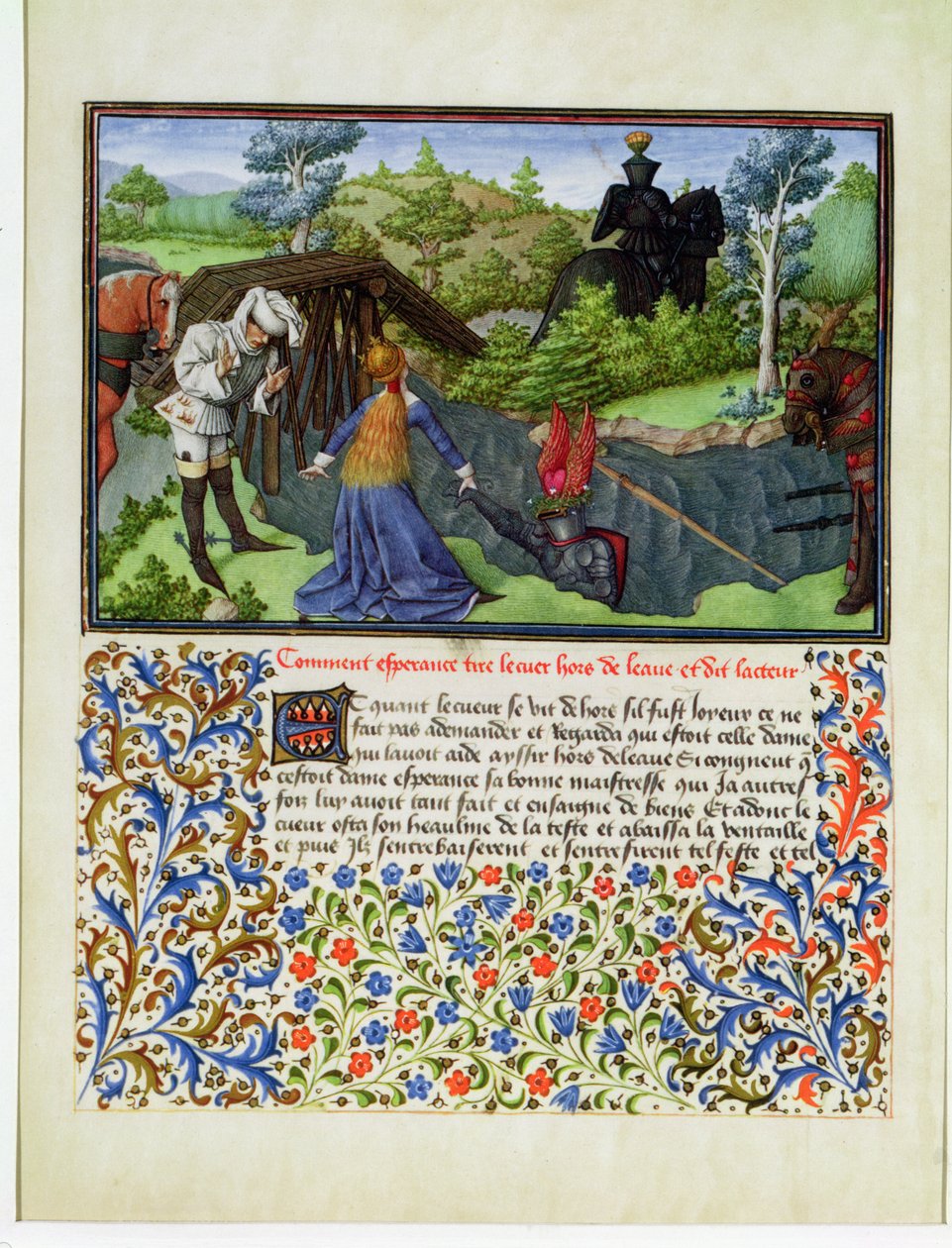 Ms. 2597 Nadzieja wyciąga serce z rzeki łez, wydanie faksymilowe Livre du Coeur dAmours Espris Rene dAnjou autorstwa English School