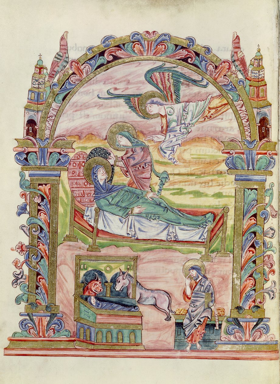 Ms 274 (Y-6) fol.32v Narodzenia, z Mszału Roberta z Jumieges, c.1016 autorstwa English School