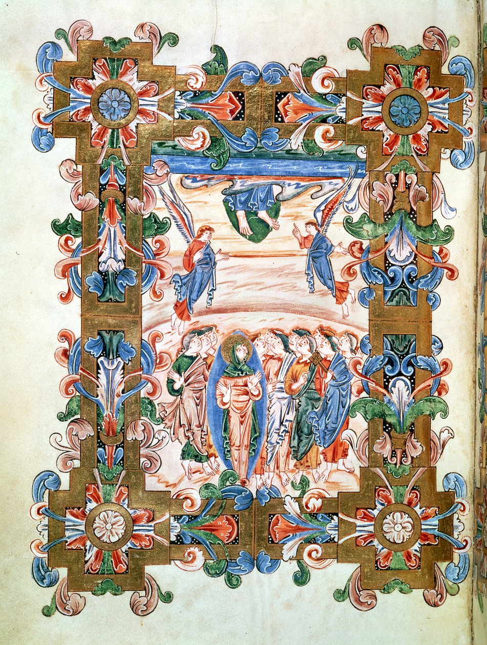 Ms 274 (Y-6) fol.81v Wniebowstąpienie Chrystusa, z Mszału Roberta z Jumieges, c.1016 autorstwa English School