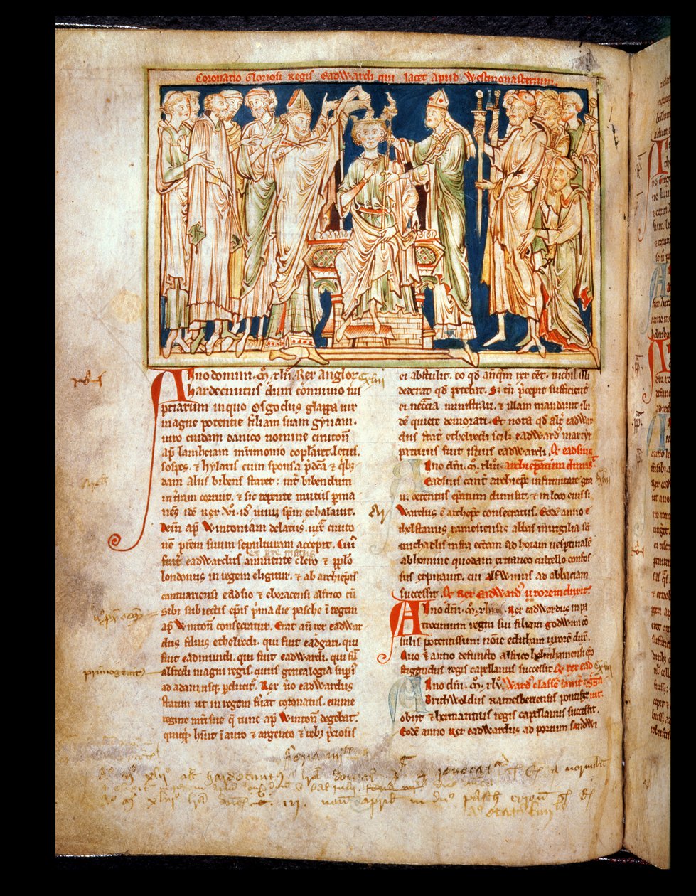 Ms 6712 (A.6.89) fol.115v Edward Wyznawca (1004-66) miniatura z Flores Historiarum, Matthew Paris, 1250-52 autorstwa English School