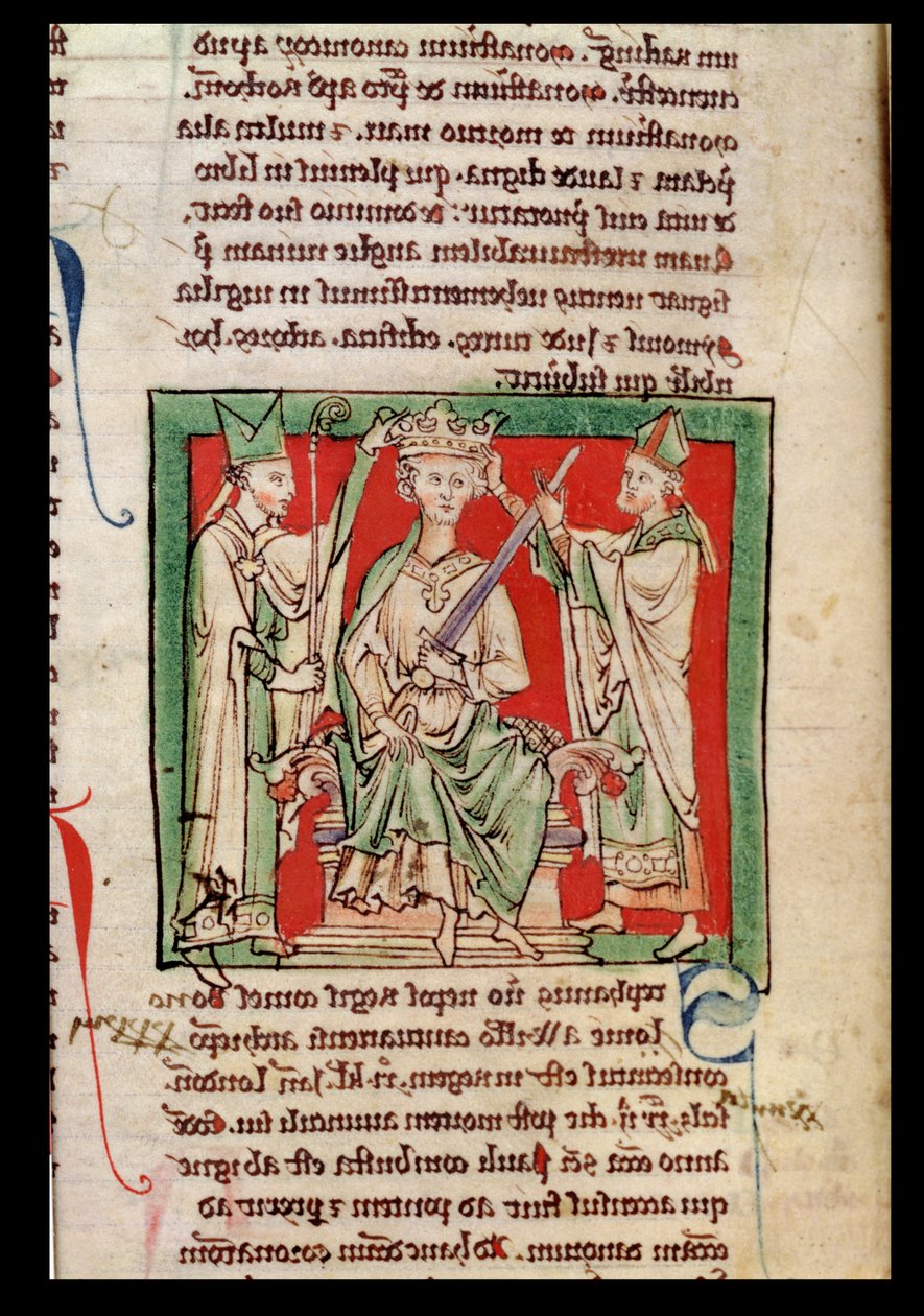 Ms 6712 (A.6.89) fol.133r King Stephen (ok.1097-1154) miniatura z Flores Historiarum, Matthew Paris, 1250-52 autorstwa English School