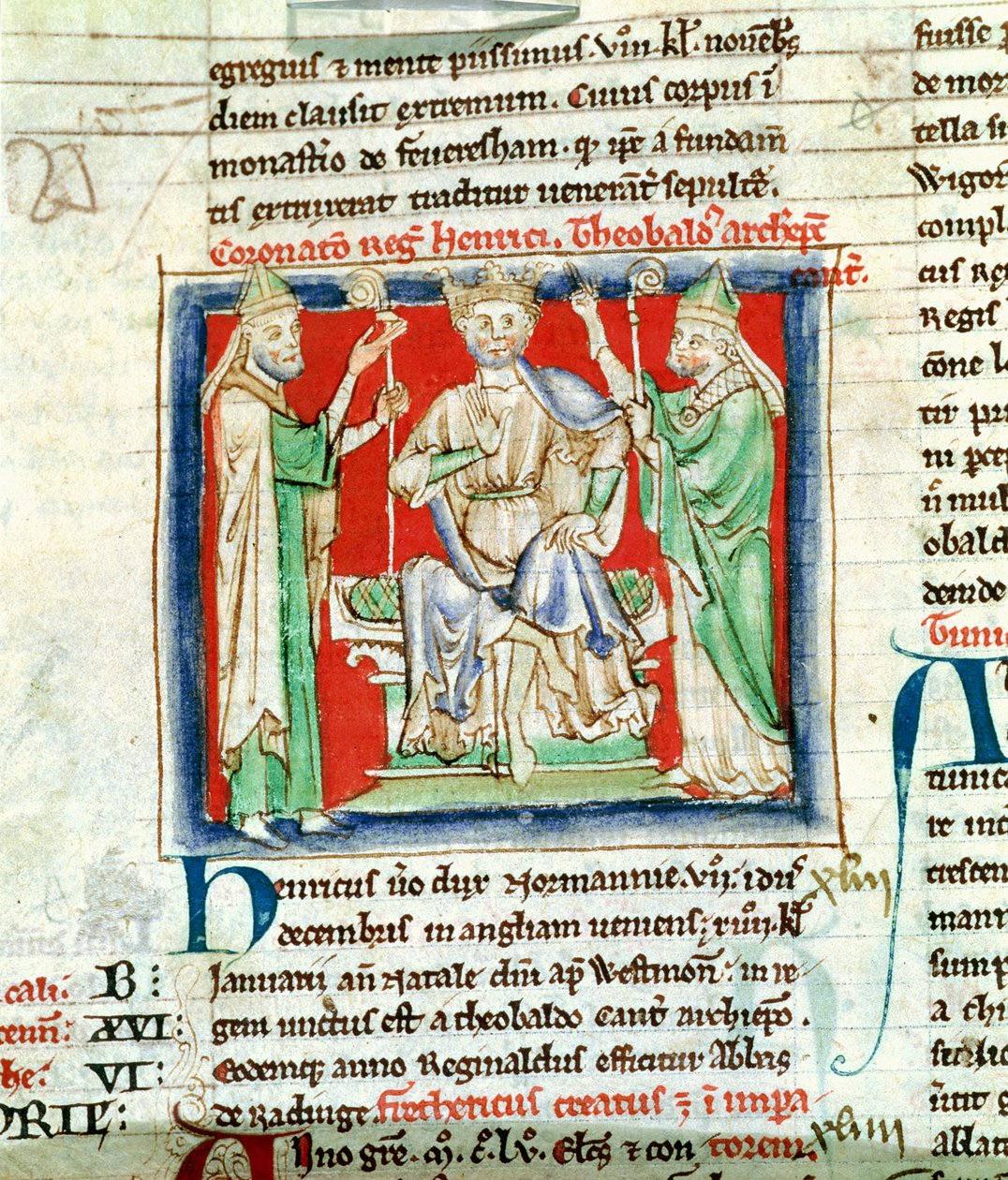 Ms 6712 (A.6.89) fol.135v Henryk II (1133-89) miniatura z Flores Historiarum, Matthew Paris, 1250-52 autorstwa English School