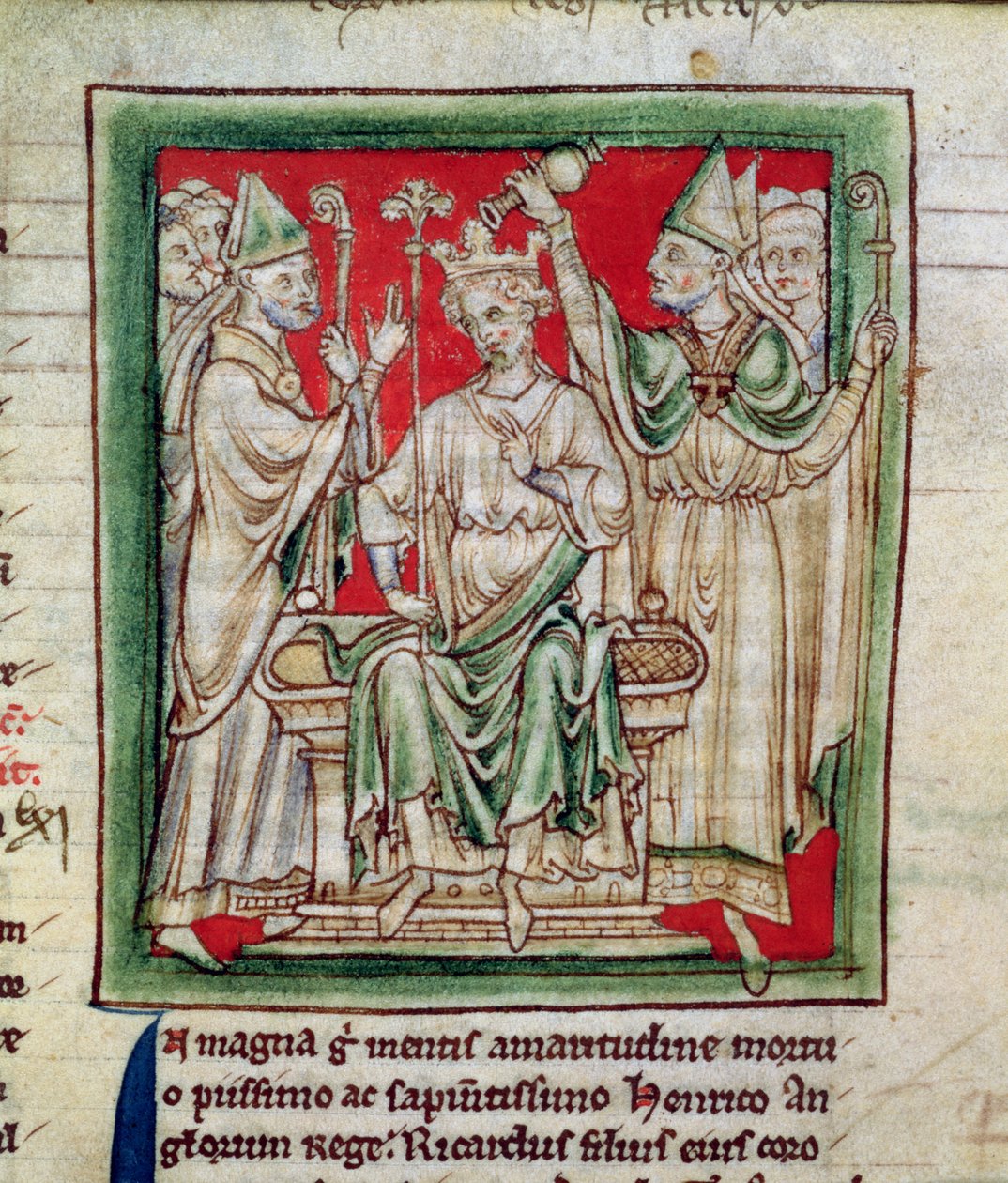 Ms 6712 (A.6.89) fol.141r Ryszard I (1157-99) miniatura z Flores Historiarum, Matthew Paris, 1250-52 autorstwa English School