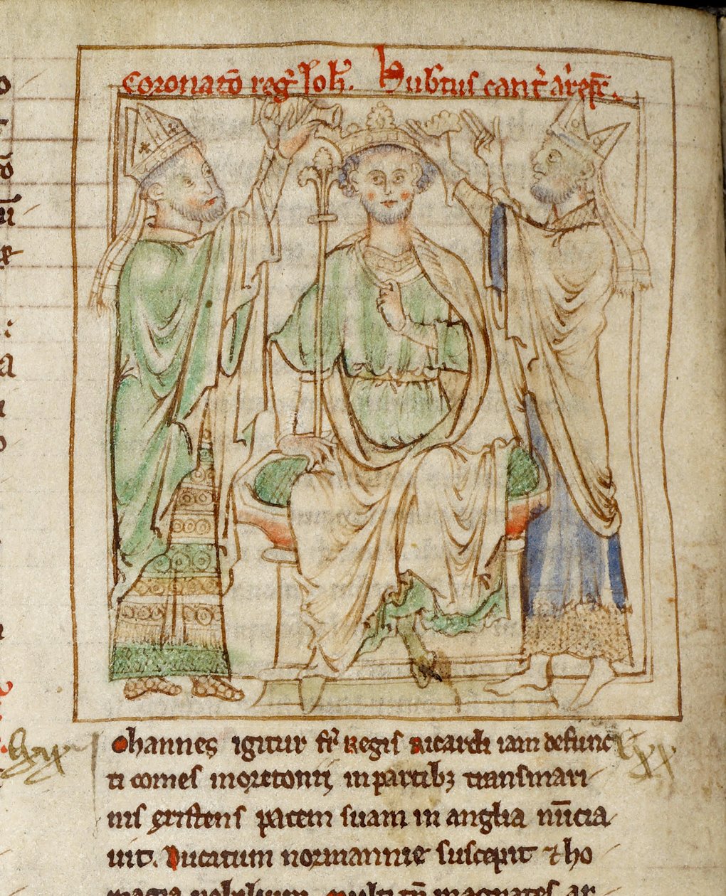 Ms 6712 (A.6.89) fol.144v Król Jan (1167-1216), miniatura z „Flores Historiarum”, Matthew Paris autorstwa English School
