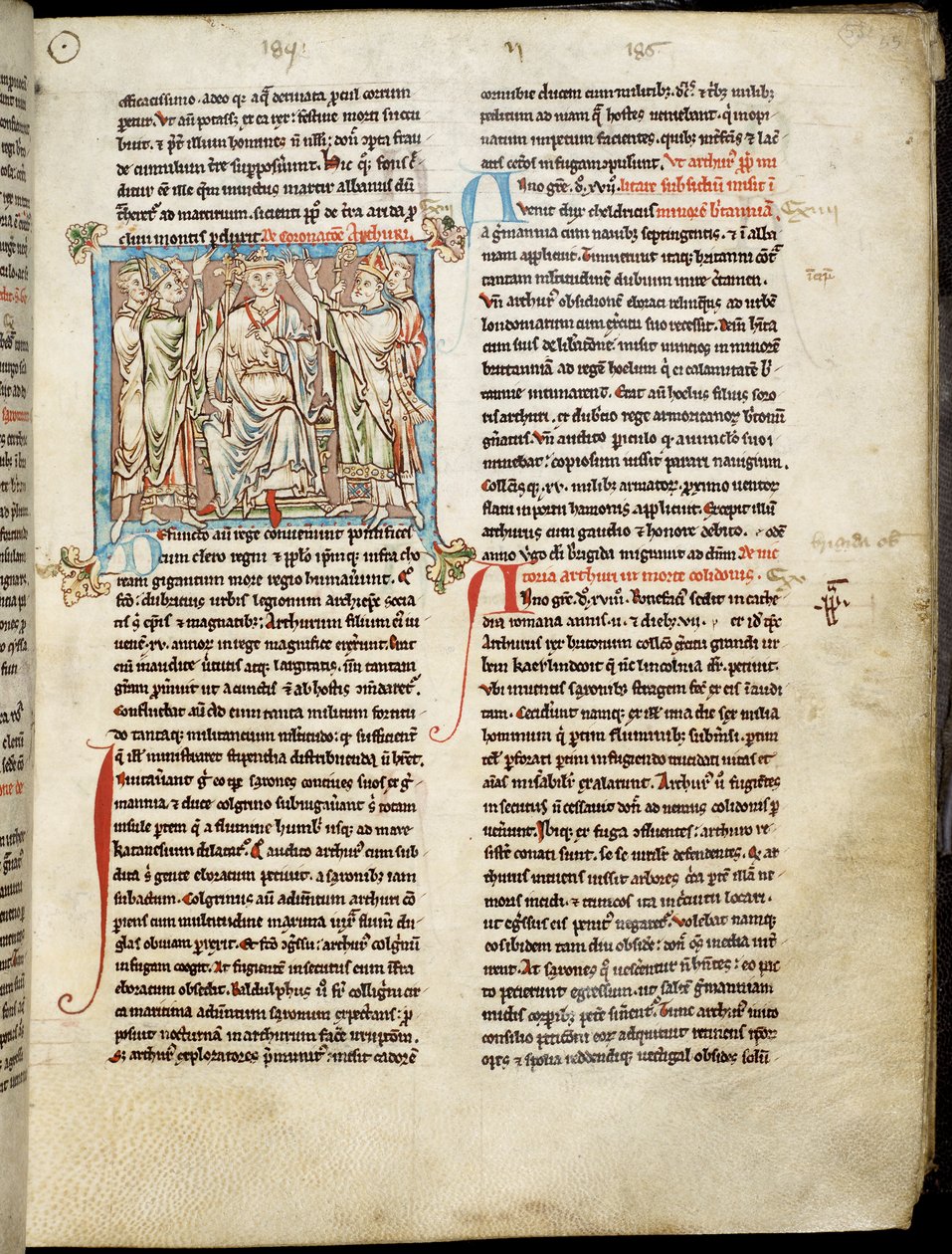 Ms 6712 (A.6.89) fol.53 Król Artur, miniatura z Flores Historiarum, Matthew Paris, c.1250-52 autorstwa English School
