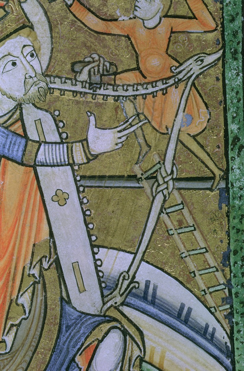 Pani Hunter 229 f.21v David strojąca swoją harfę, z psałterza Huntera, ok. 1170 (pióro i atrament oraz tempera na welinie) autorstwa English School