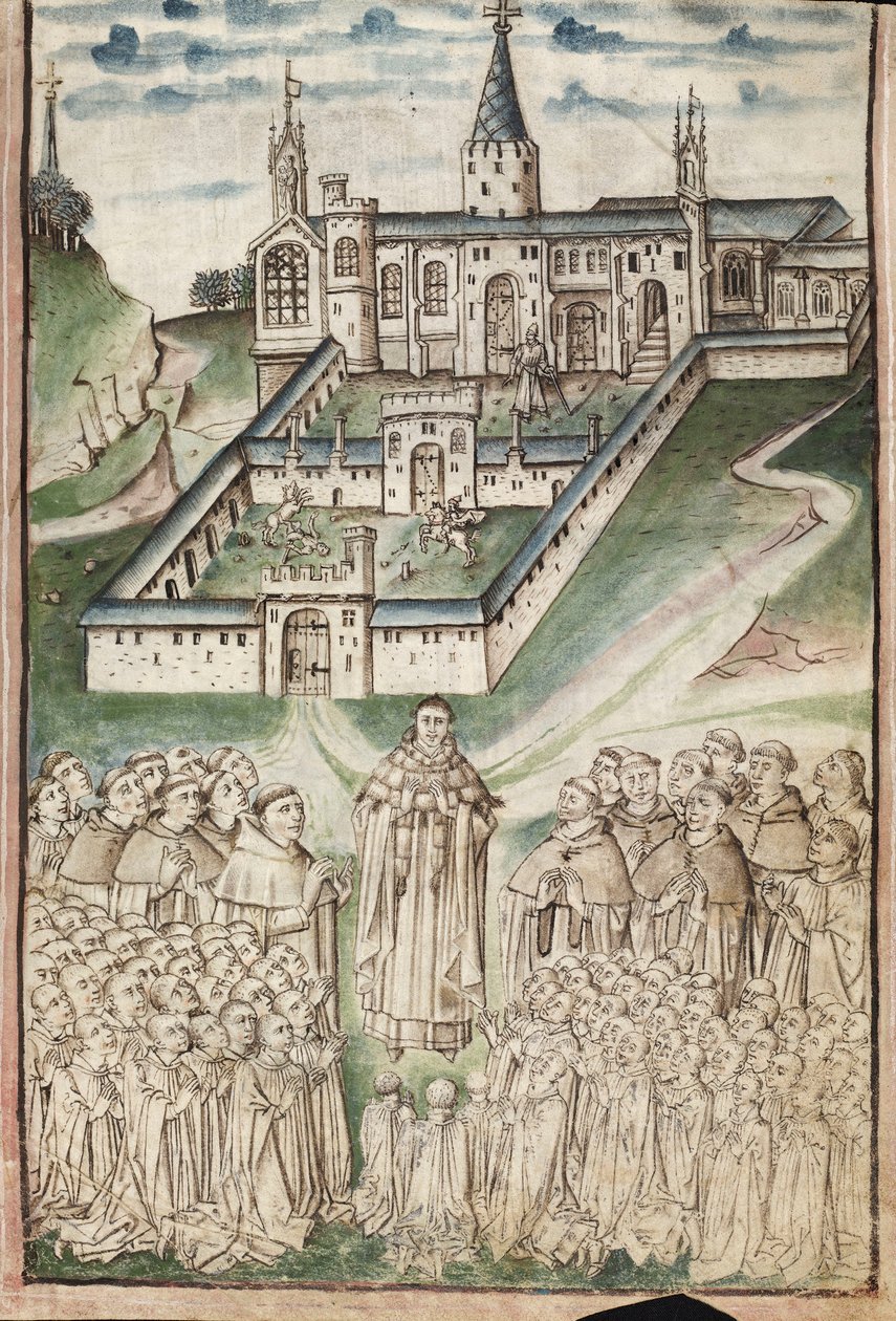 p. New Coll 288, f3r. (rękopis Chaundlera), Życie Williama z Wykeham autorstwa Thomasa Chaundlera (pióro i atrament oraz tempera na welinie) autorstwa English School