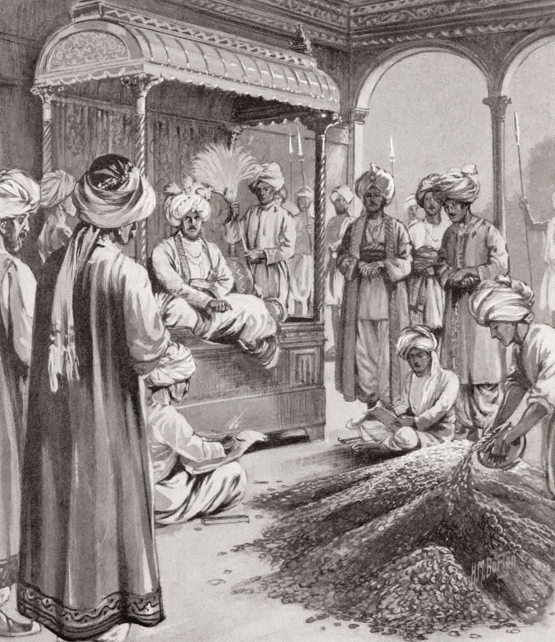 Muhammad bin Tughluq emitujący symboliczną walutę autorstwa English School