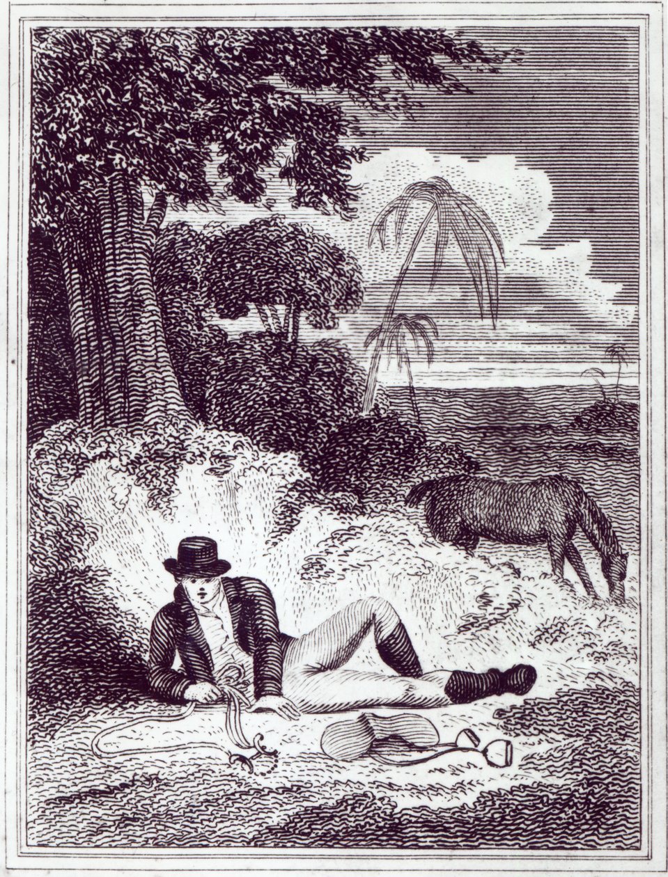 Park Mungo w Afryce, ilustracja z „Podróży po wewnętrznych dzielnicach Afryki: wykonywane w latach 1795, 1796 i 1797”, wydanej w 1816 r. (druk) autorstwa English School