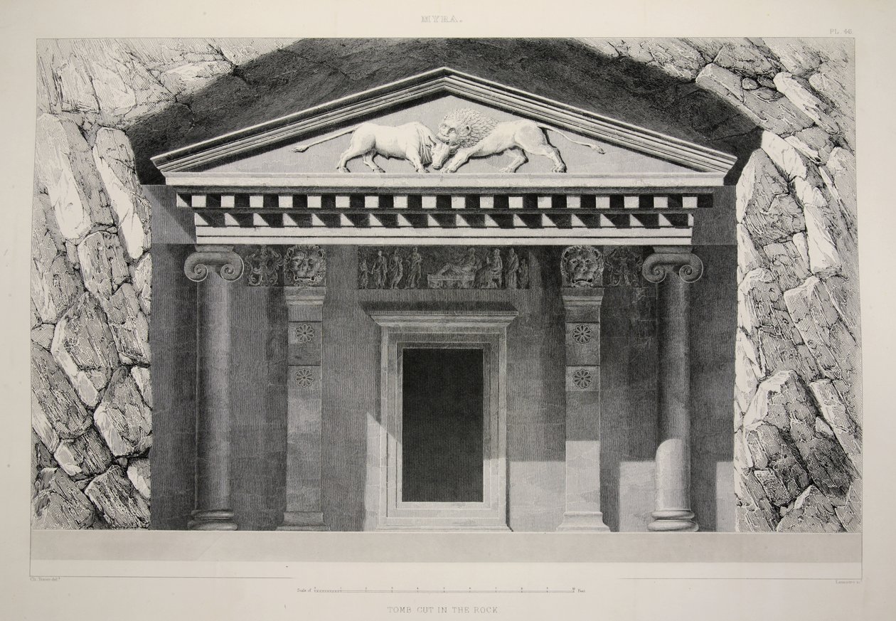 Myra - Tomb Cut in the Rock, z The Principal Ruins of Asia Minor, wyd. 1863 (lito) autorstwa English School