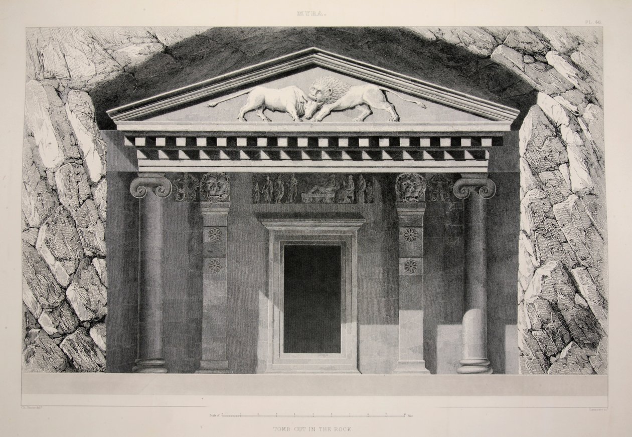 Myra - Tomb Cut in the Rock, wyd. Litografia z 1863 roku. autorstwa English School