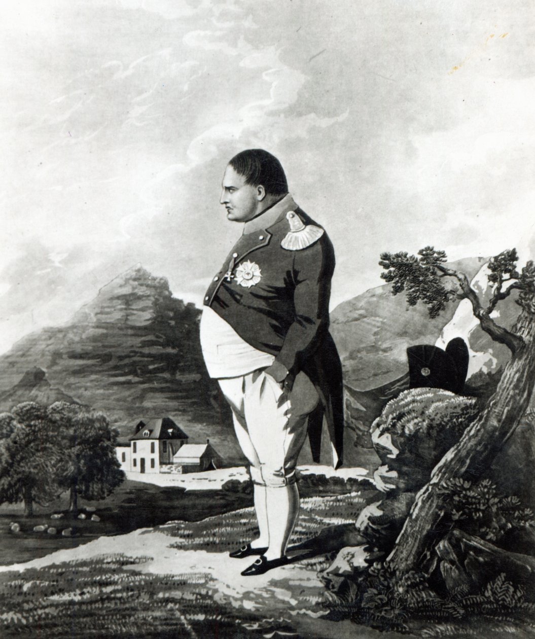 Napoleon na wyspie św. Heleny, 1820 autorstwa English School