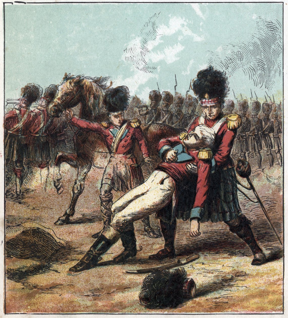 Wojna napoleońska: kampania (wyprawa) w Egipcie (1798-1801): wojska generała Ralpha Abercrombiego (Abercromby) (1734-1801) pokonały wojska francuskiego generała Menou (1750-1810) pod Canope, ale zmarł tam 21/ 03/1801. „Abercrombie w Egipcie” autorstwa English School