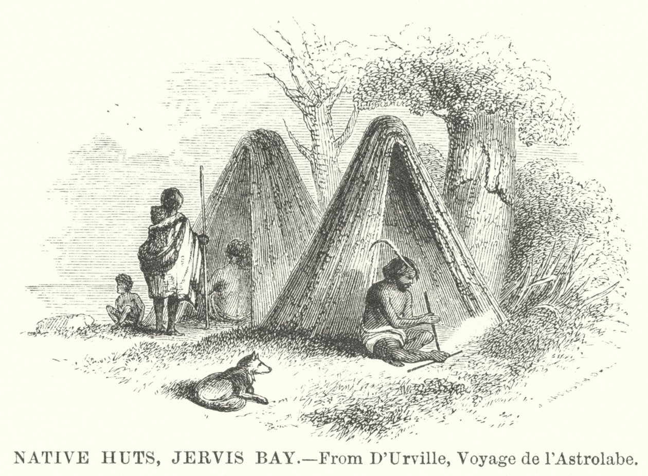 Native Huts, Jervis Bay (grawerunek) autorstwa English School