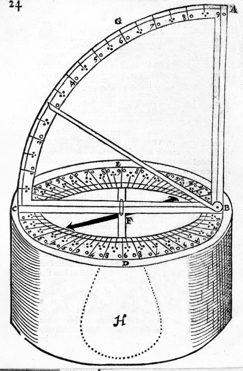 Instrument nawigacyjny wynaleziony przez Reginaldusa Petraeusa, ilustracja z The Haven-Finding Art autorstwa Simona Stevina, opublikowana 1599 autorstwa English School