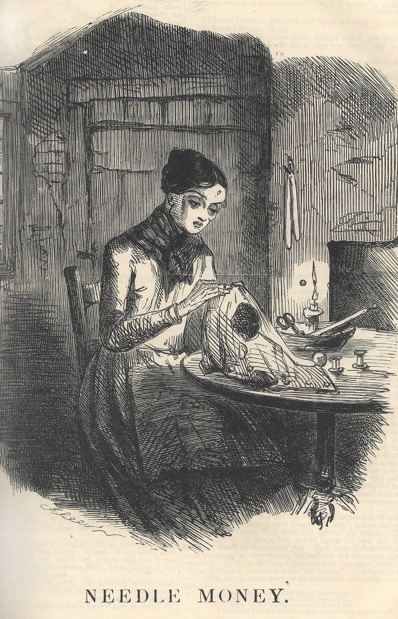 Needle Money, ilustracja z Punch Magazine, grudzień 1849 (dla pary patrz 384762) autorstwa English School