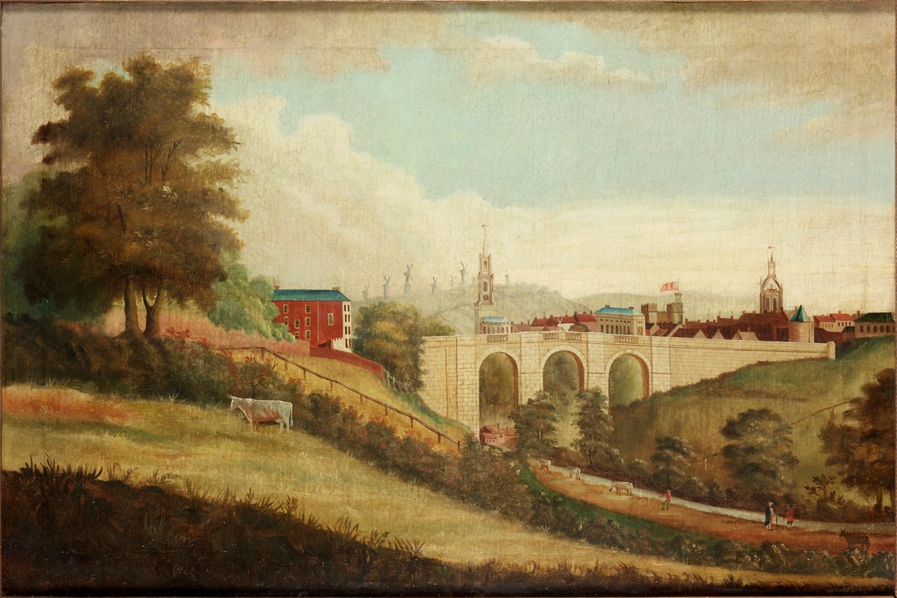 Nowy most nad Pandon Dene, Newcastle upon Tyne, c.1812 autorstwa English School