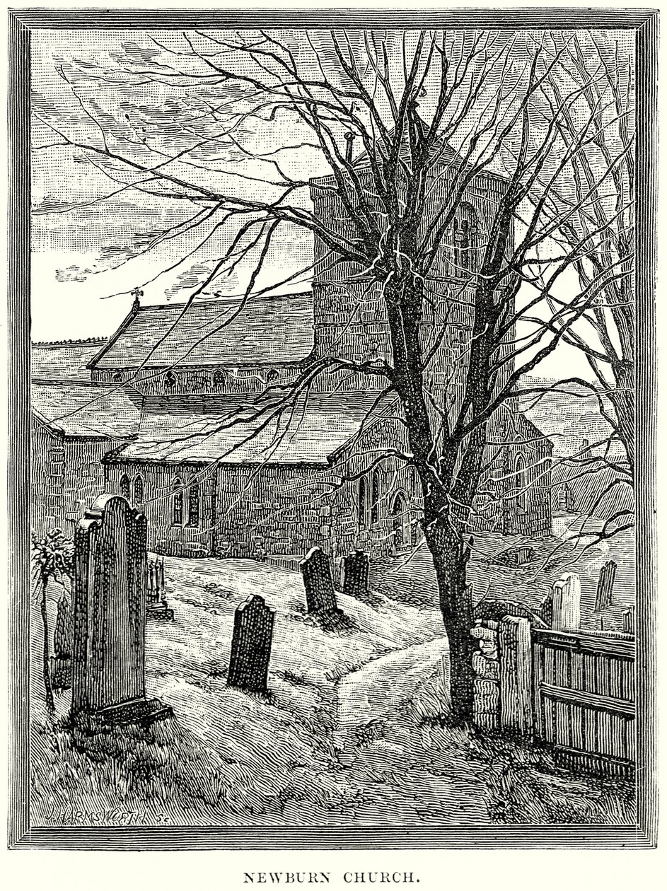 Kościół Newburn (grawerunek) autorstwa English School
