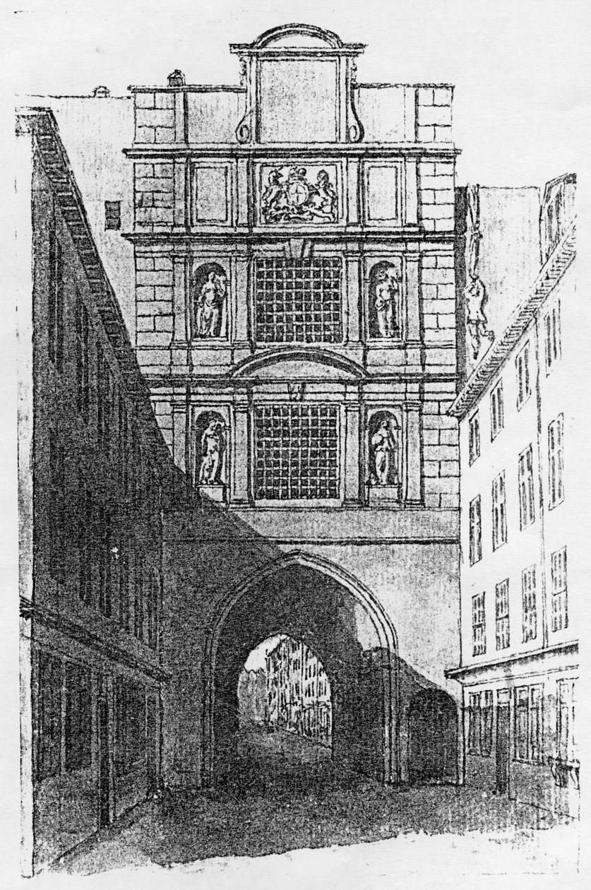 Więzienie Newgate (lito) (bw zdjęcie) autorstwa English School