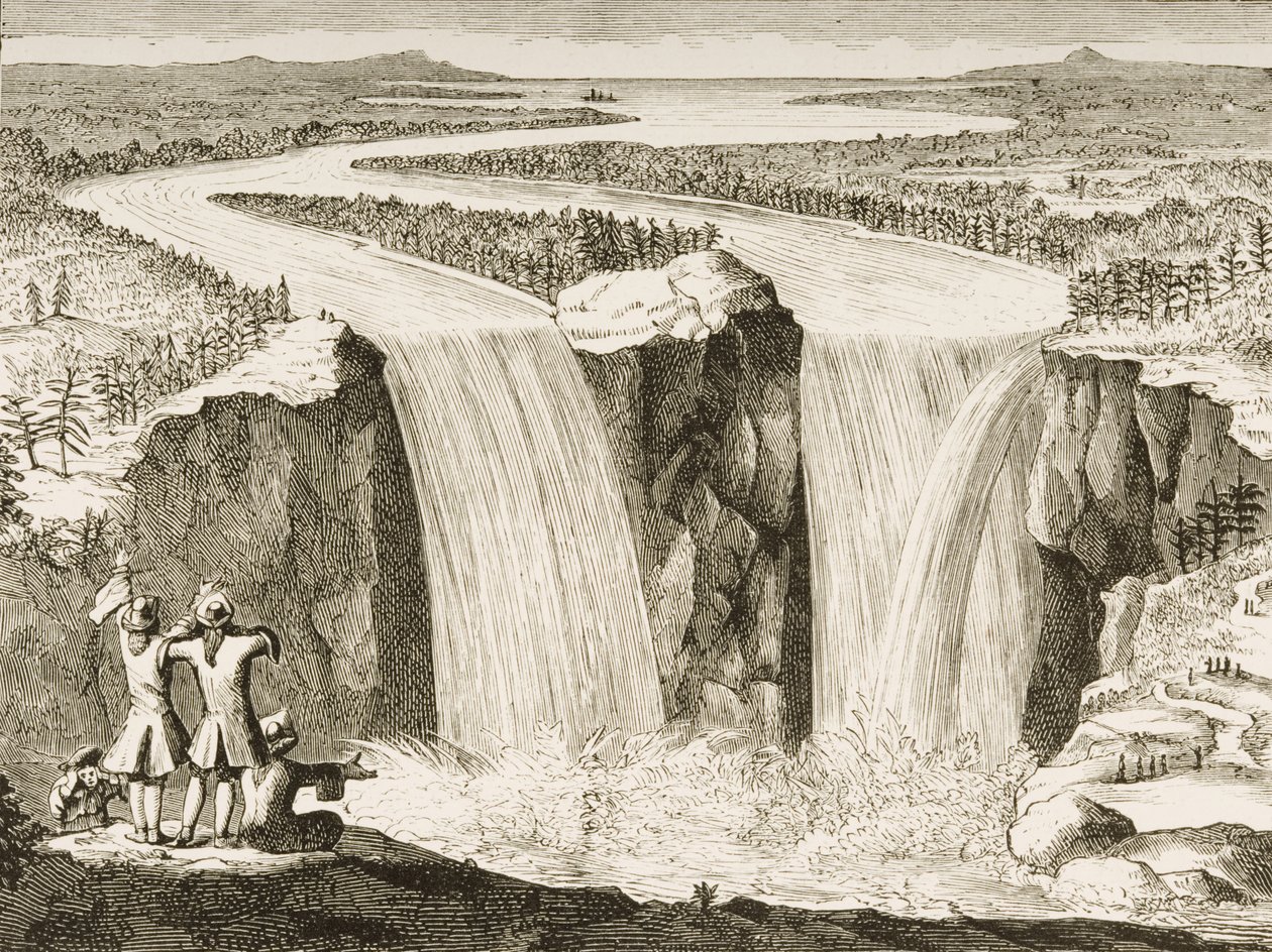 Wodospad Niagara, według szkicu wykonanego przez księdza Hennepina w 1677, z „American Pictures” opublikowanego przez religijne Towarzystwo Traktowe, 1876 autorstwa English School
