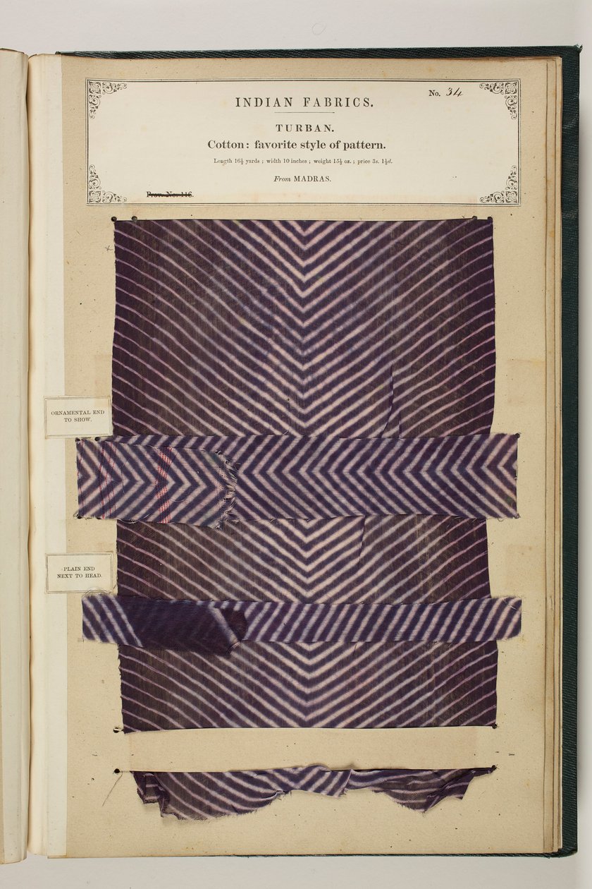 Nr 34: Turban, Indian Fabrics, oprac. John Forbes Watson autorstwa English School