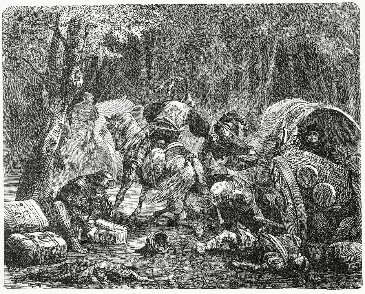 Szlachta plądruje podróżujących kupców, 1882 autorstwa English School