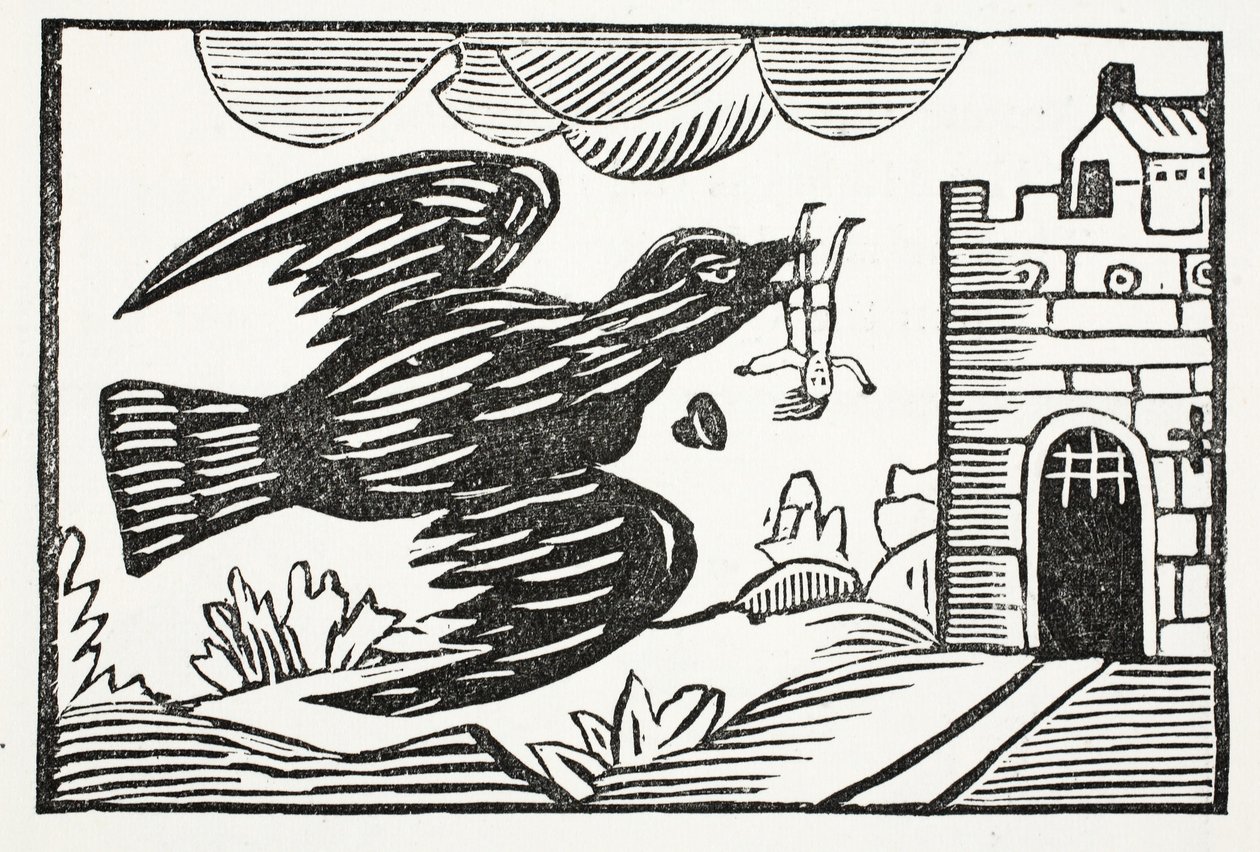 Teraz przez kruka o wielkiej sile, Away biedny Tom został uniesiony, ilustracja z książki rozdziałów XVIII wieku autorstwa Johna Ashtona, wyd. 1882 autorstwa English School