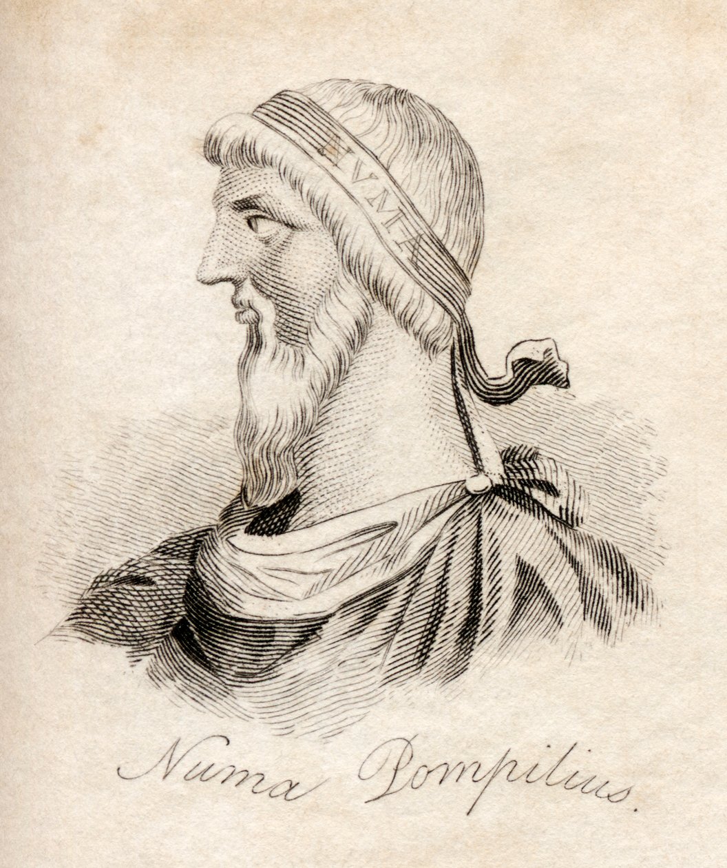 Numa Pompilius, ze „Słownika historycznego Krabba”, opublikowanego w 1825 r. autorstwa English School