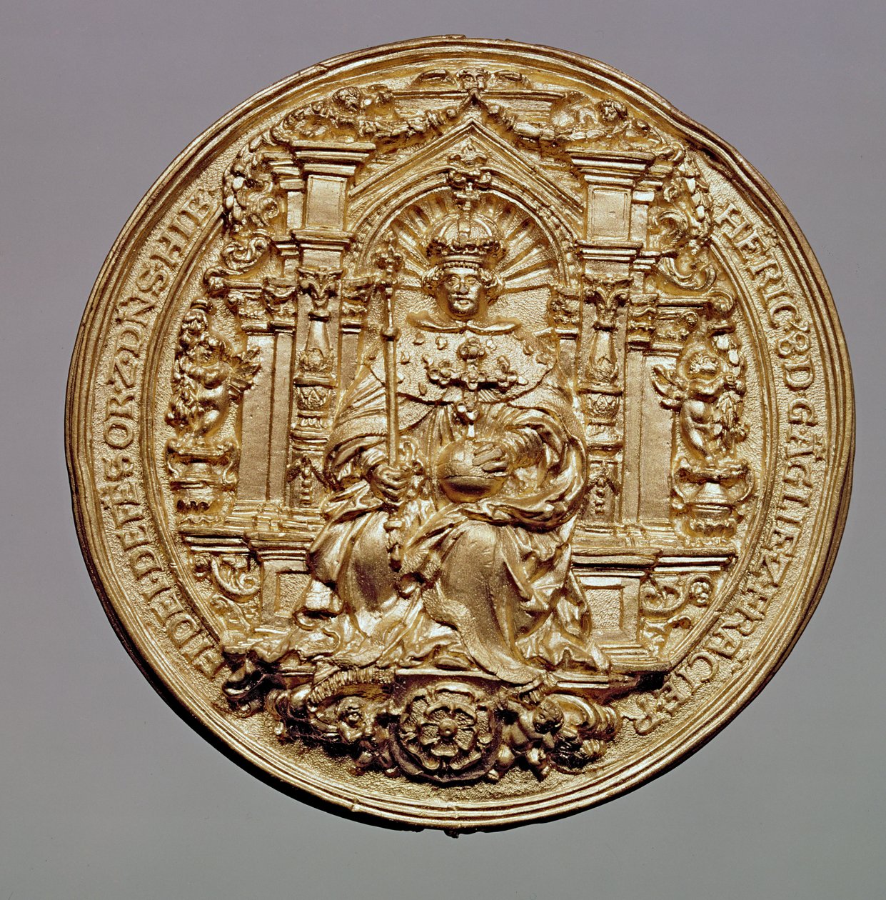 Awers pieczęci Henryka VIII (1491-1547) (złoto) (patrz 181809 na odwrocie) autorstwa English School