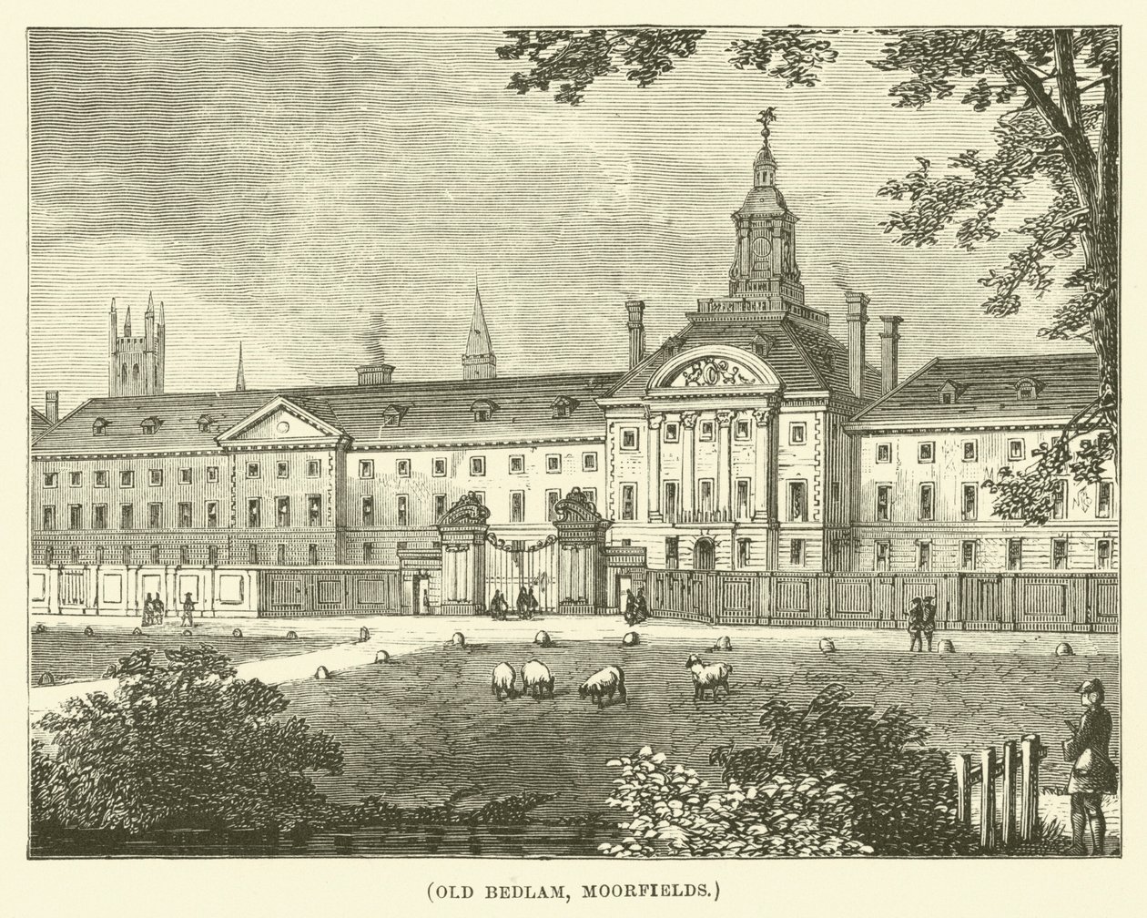 Old Bedlam, Moorfields (grawerunek) autorstwa English School