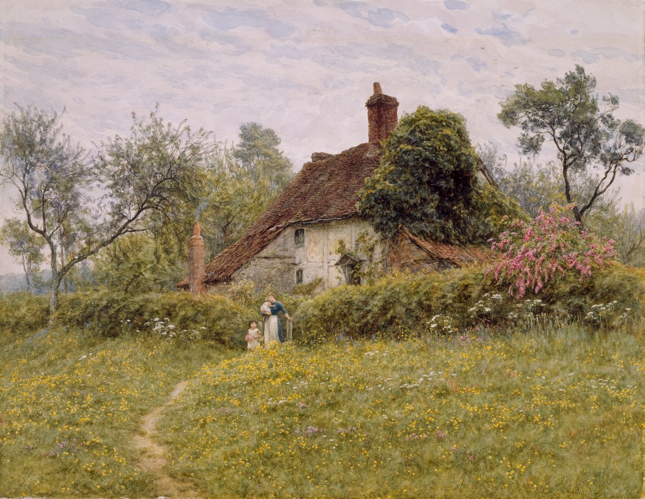 Stare domki w Pinner, 1895 autorstwa English School