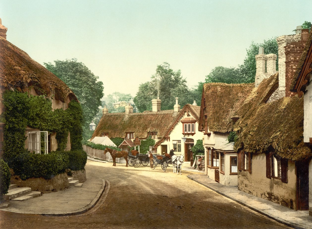 Old Village Shanklin (zdjęcie ręcznie kolorowane) autorstwa English School