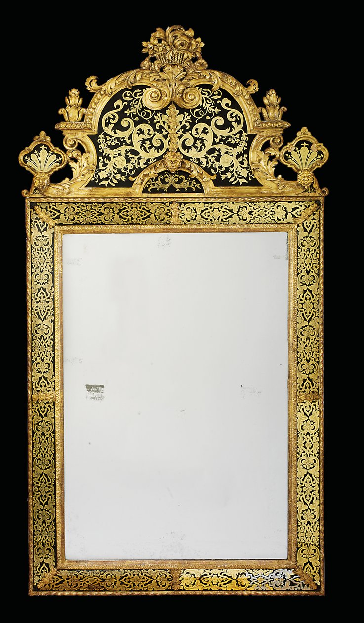 Jeden z pary okularów molo Queen Anne, ok. 1710 (pozłacany i verre eglomise) (patrz również 909137) autorstwa English School