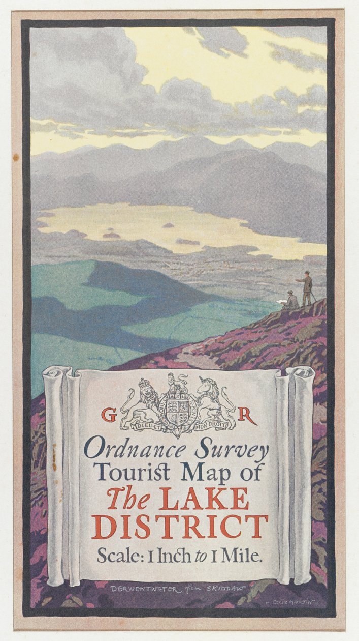 Ordnance Survey Turystyczna mapa Pojezierza, ok.1920 (kolor lito) autorstwa English School