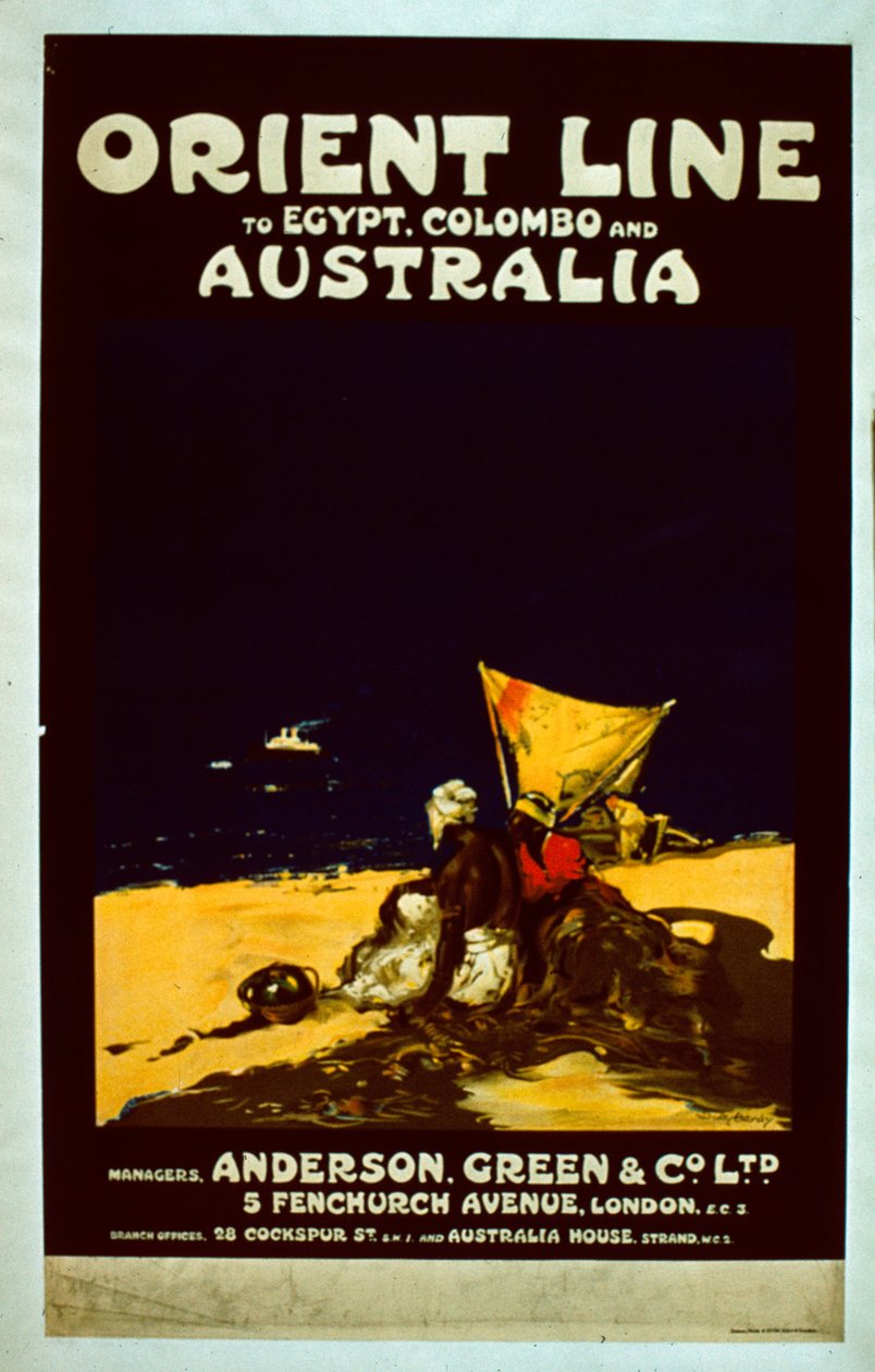 Plakat linii orientu, ok. 1920 autorstwa English School