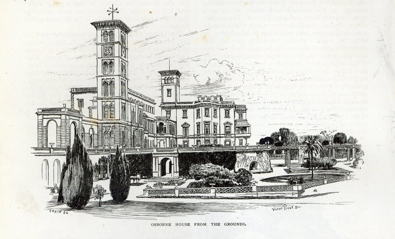 Osborne House from the Grounds, z „Godziny wypoczynku”, 1888 autorstwa English School