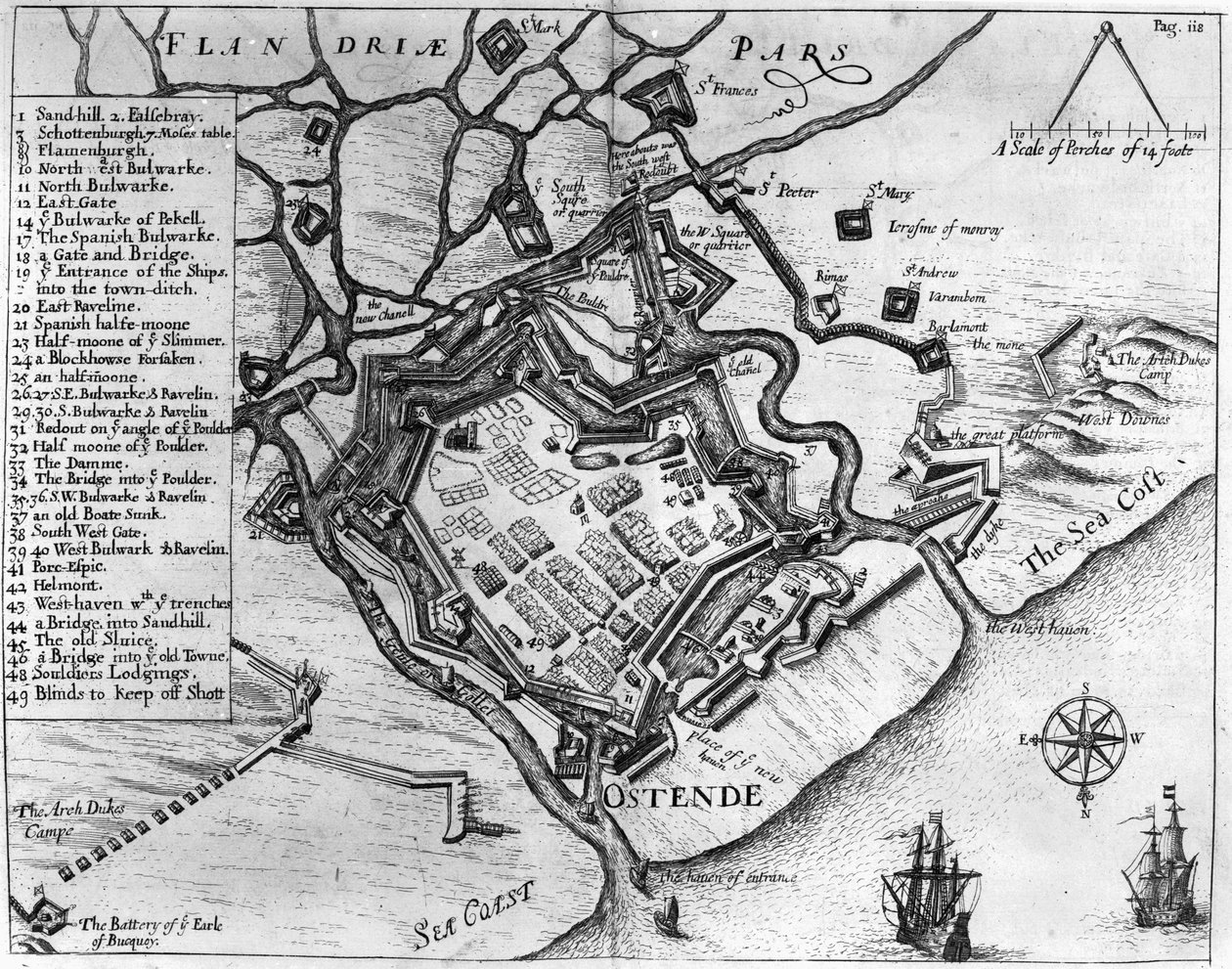 Ostenda, z „Komentarze, będąc różnorodnymi kawałkami służby, którymi dowodził” Francisa Vere (1560-1609), wyd. autorstwa Williama Dillinghama, 1657 (grafika) autorstwa English School
