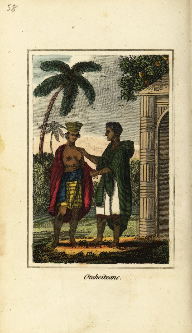 Otaheiteanie lub tubylcy Tahiti w Polinezji autorstwa English School