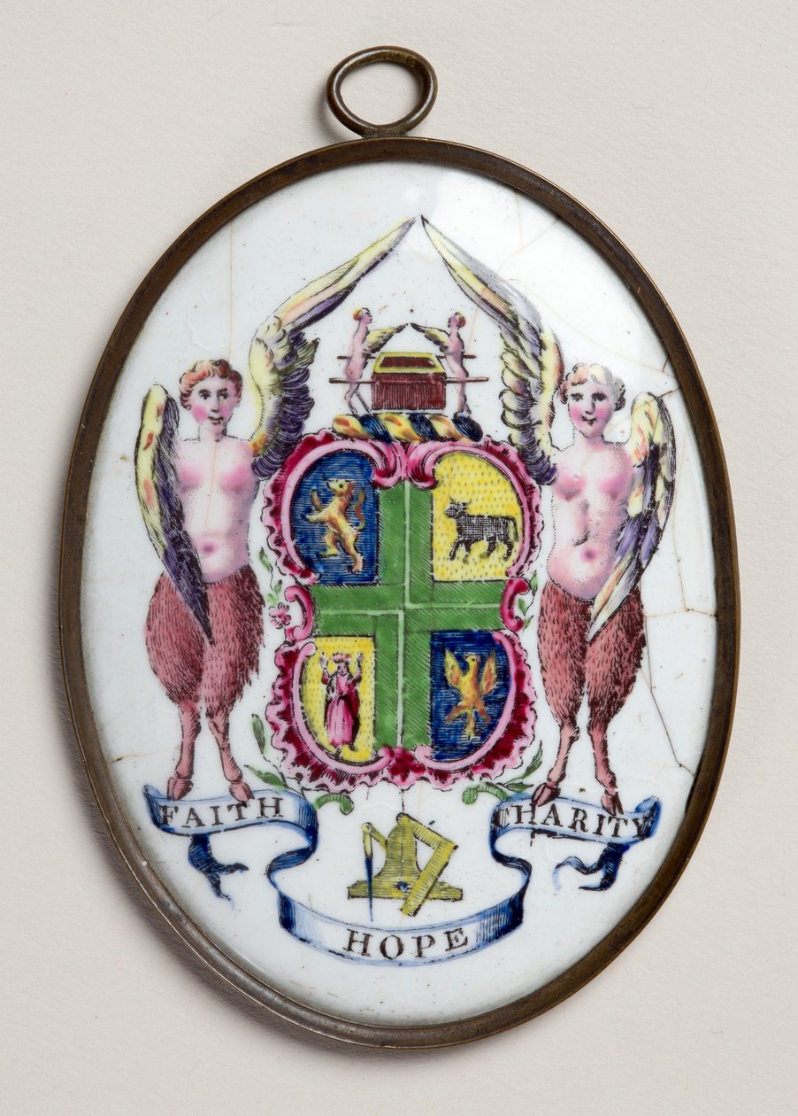 Owalna tablica z odznaką masonów (emalia) autorstwa English School