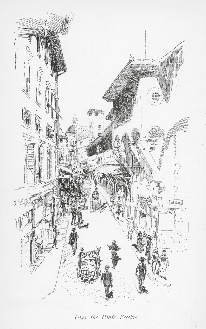 Nad Ponte Vecchio (litografia) autorstwa English School