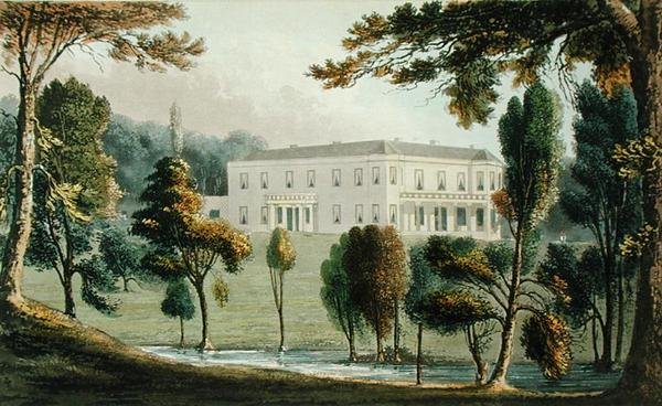 Oxton House, z „Repozytorium Sztuki” Ackermanna, wydana ok. 1826 r. (litografia kolorowa) autorstwa English School