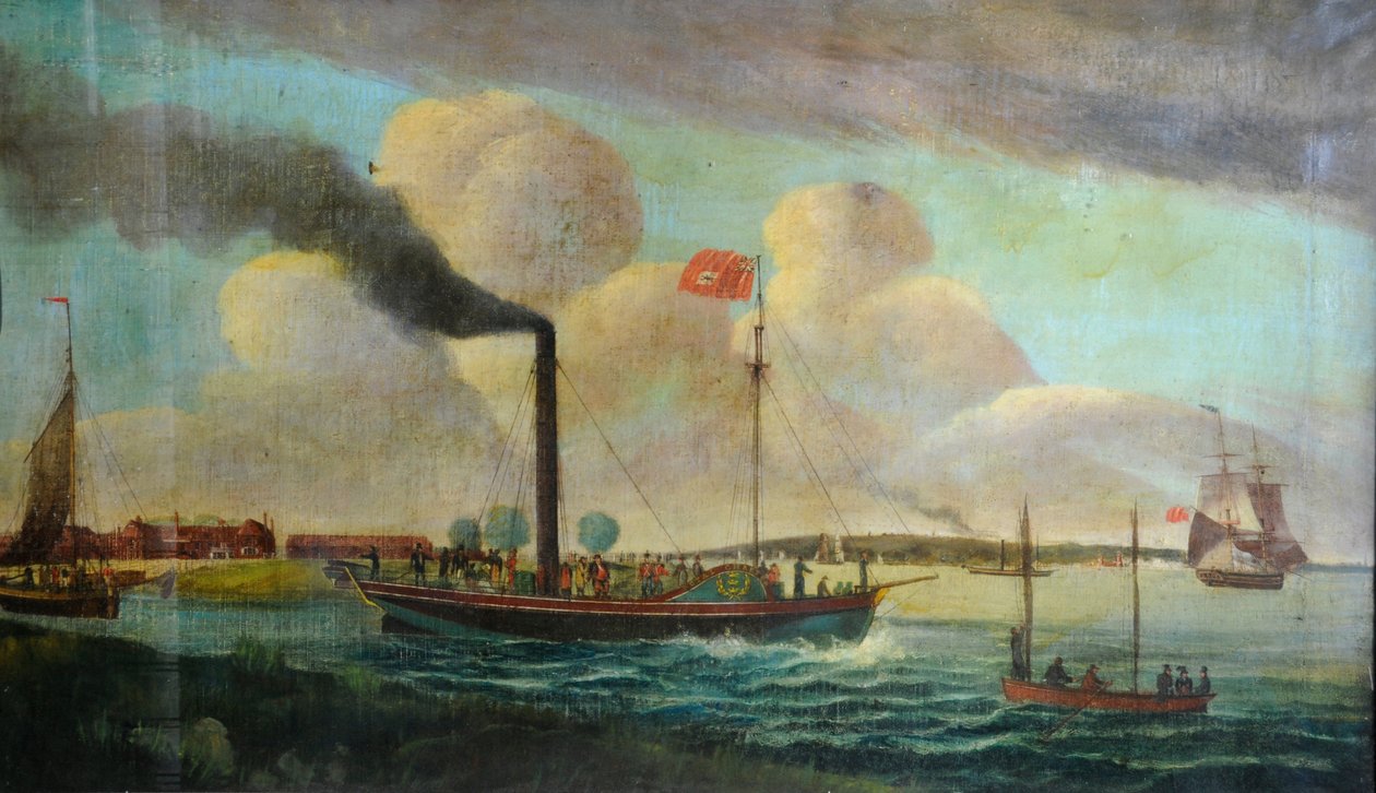 P.S. Royal Charter at Barton waterside, ok. 1850 (olej na płótnie) autorstwa English School