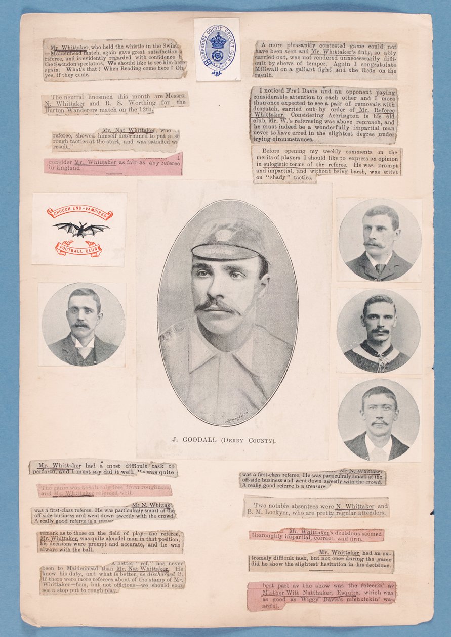 Strona z albumu opracowanego przez Nata Whittakera w sezonie 1895-96 autorstwa English School